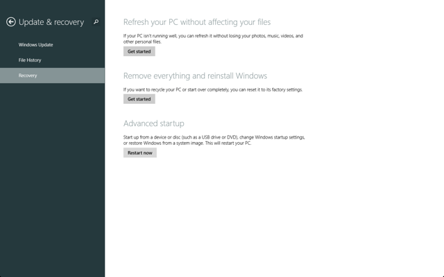 Restart for Advanced startup