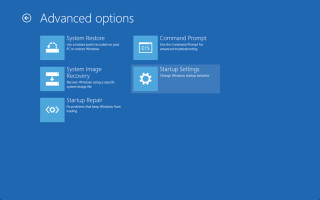 Startup settings