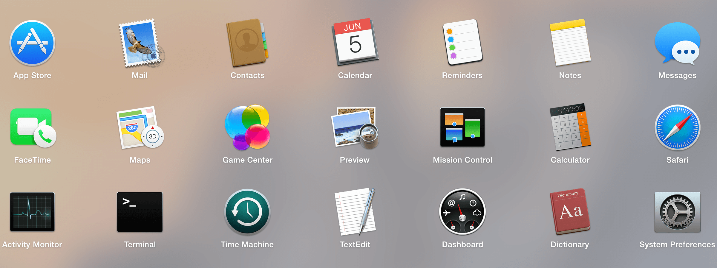 Yosemite app icons