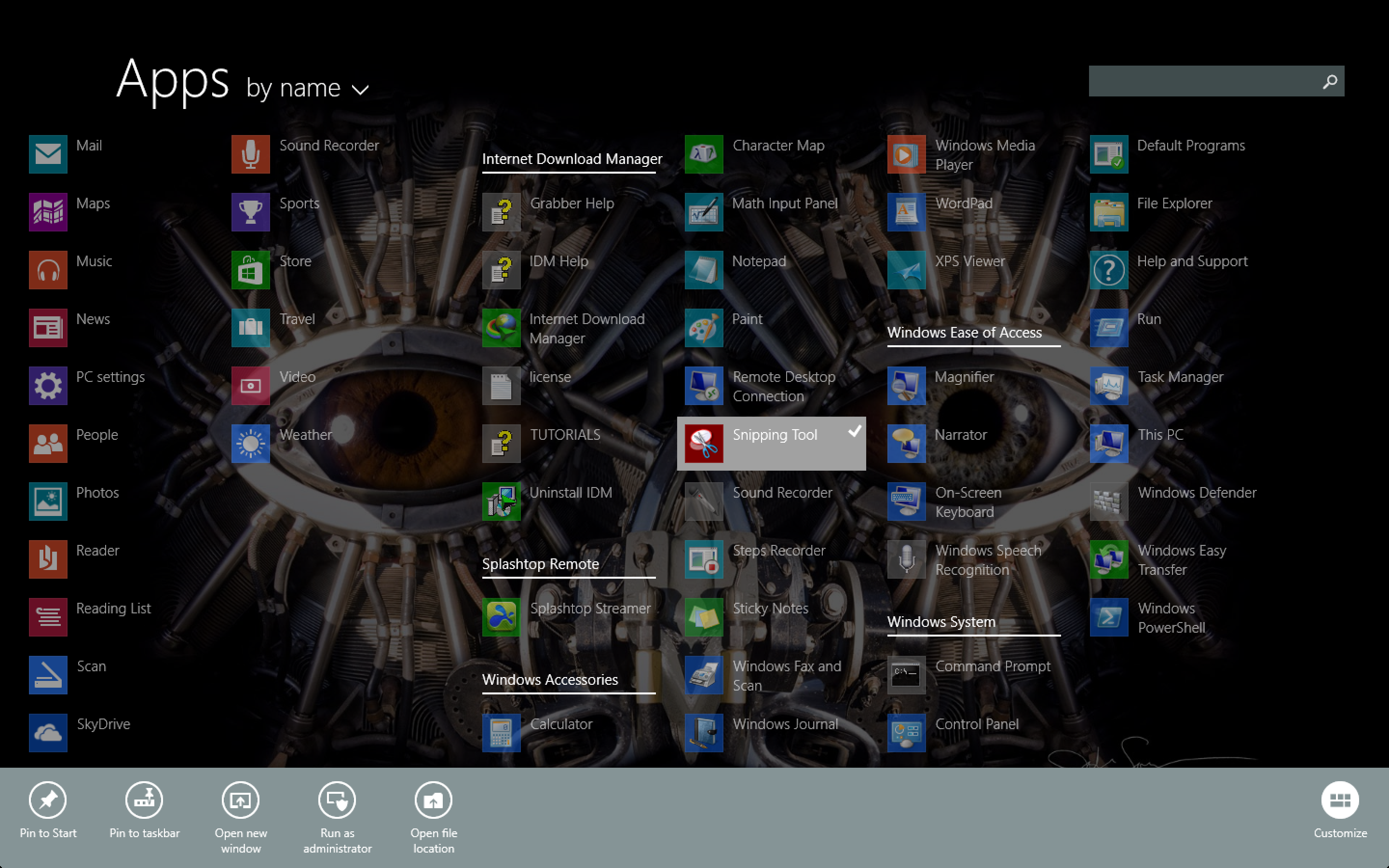 Snipping tool in Windows 8