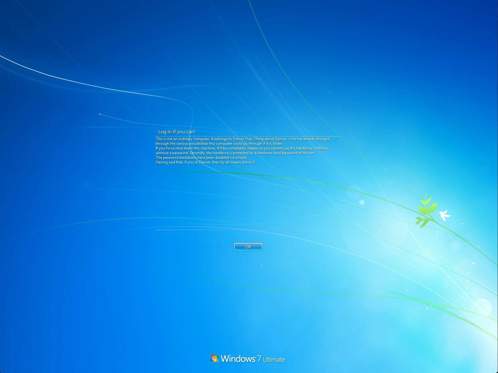 Windows 7 login warning