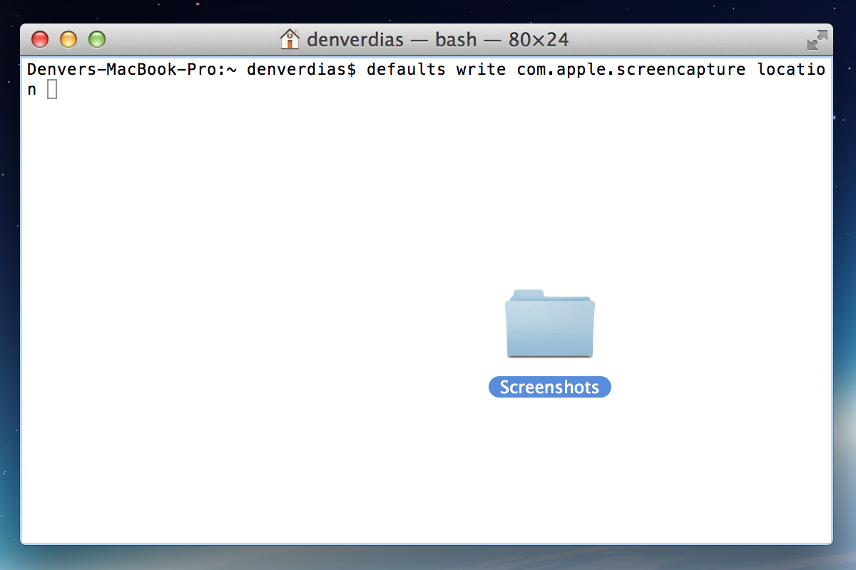 Screenshot folder dragged onto terminal