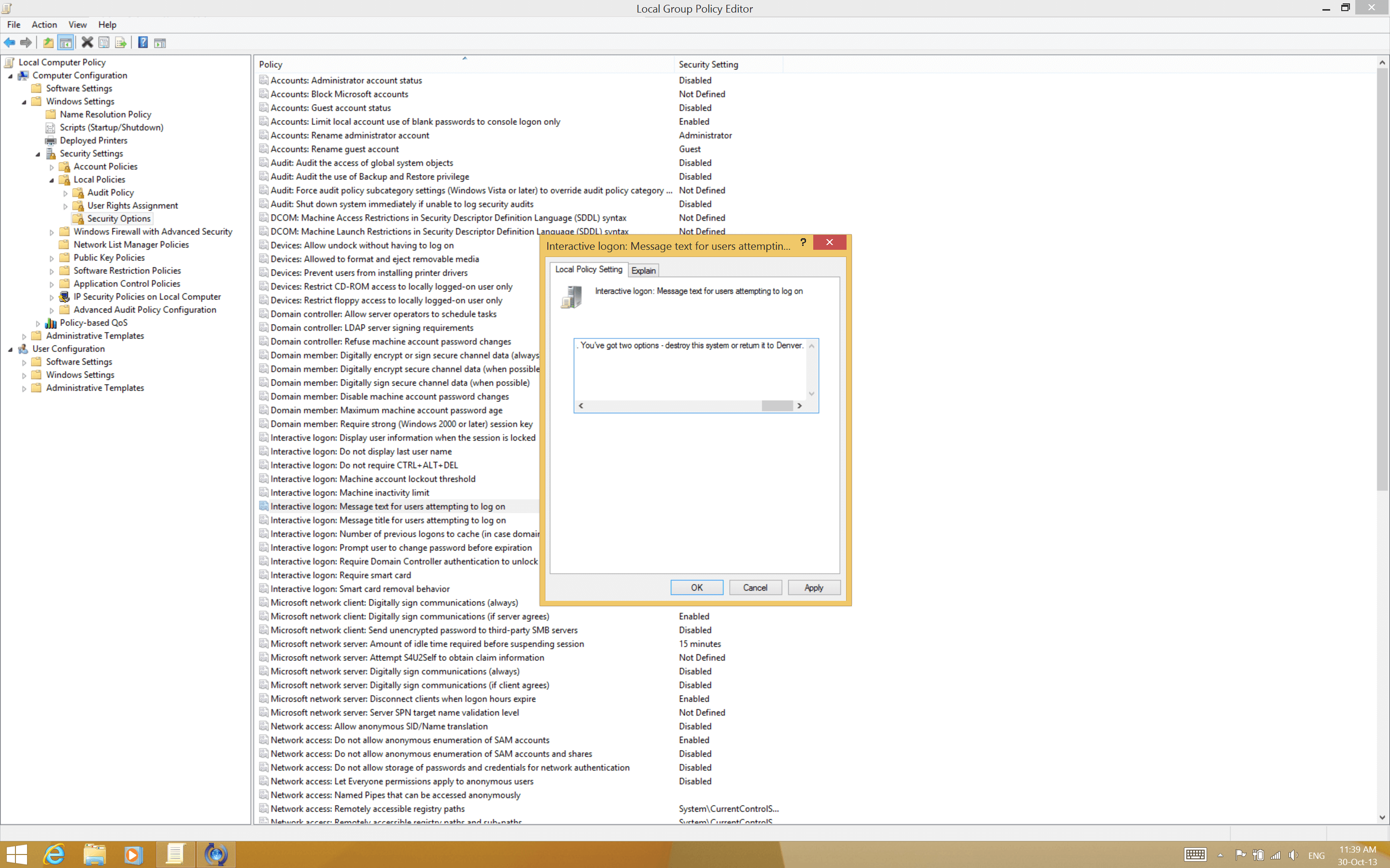 Login Warning text...