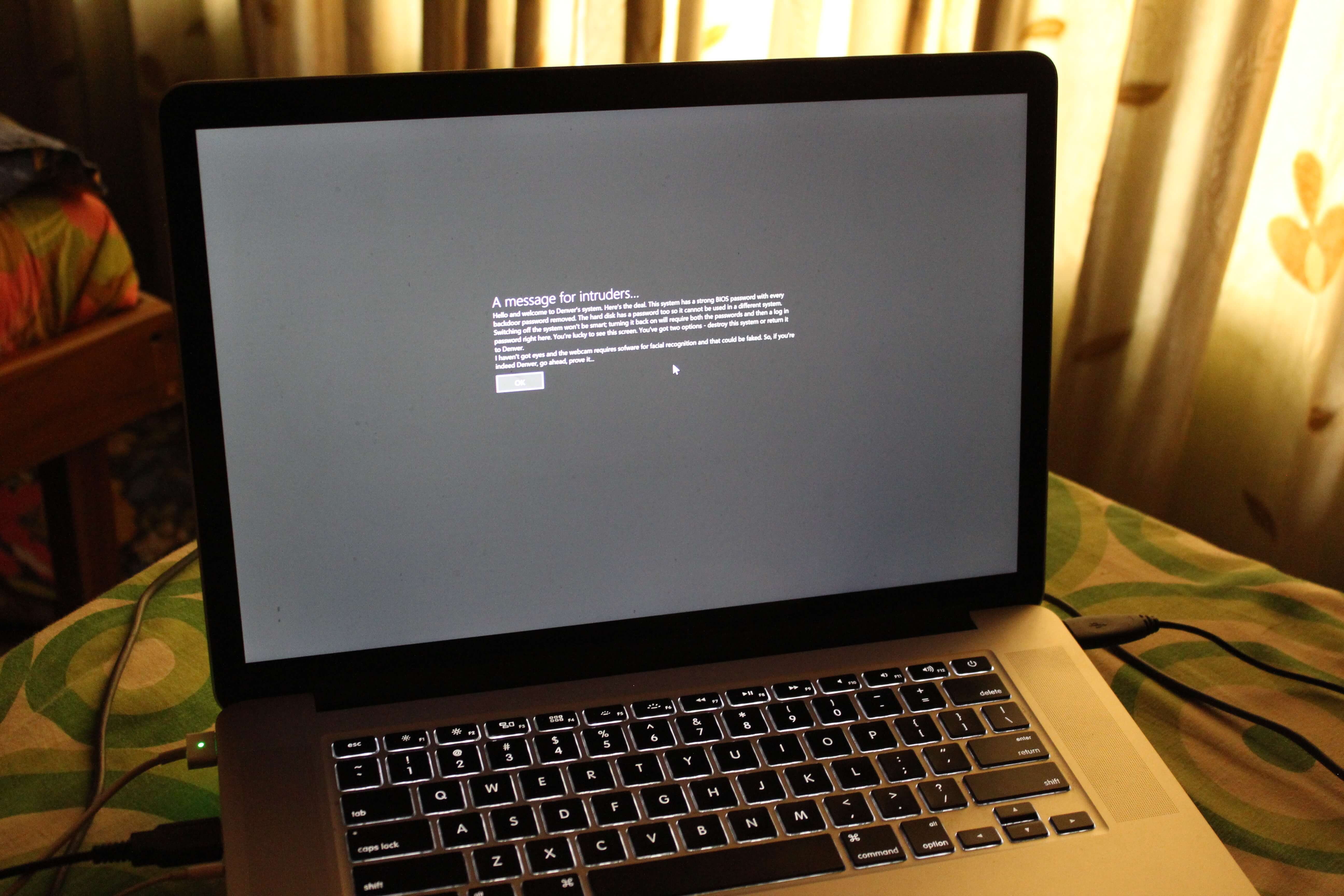 Login warning on Windows 8