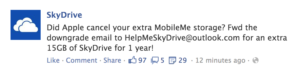 Move from MobileMe to SkyDrive