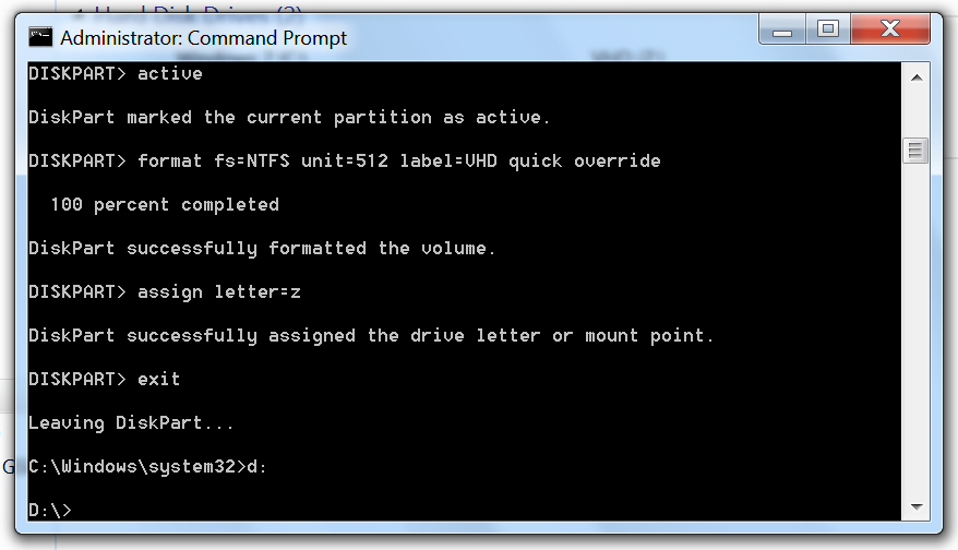 Leave the DiskPart prompt