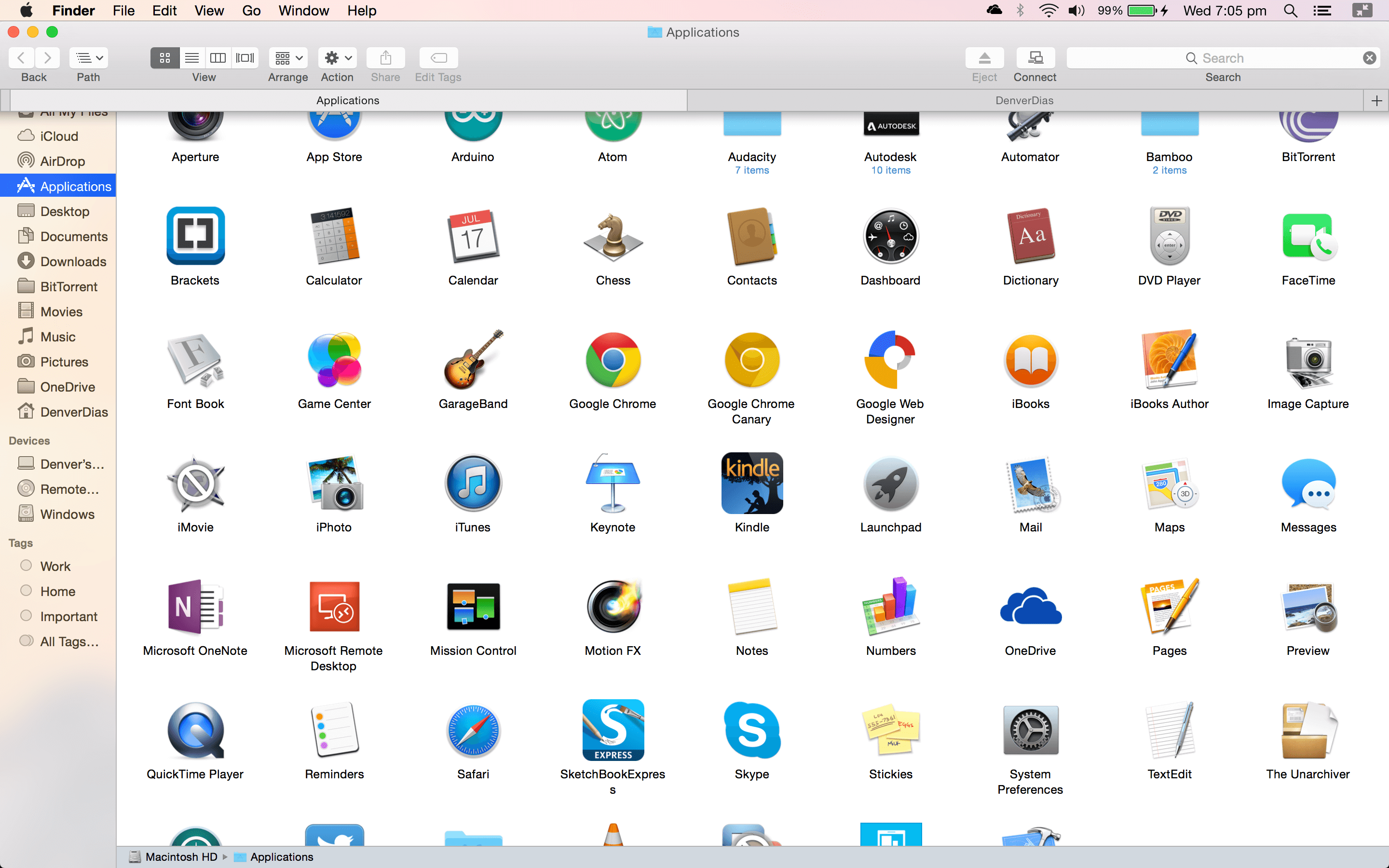 Finder menu