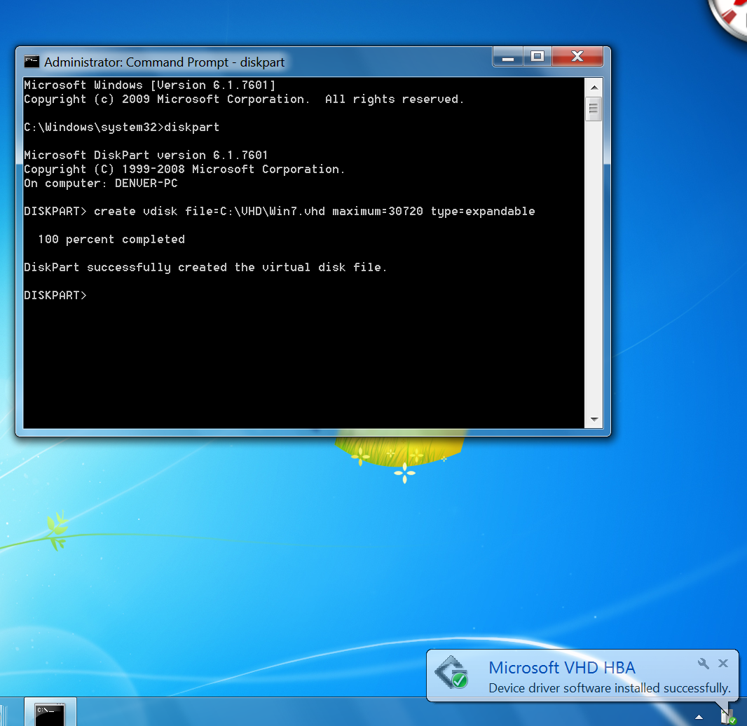 Create virtual hard disk