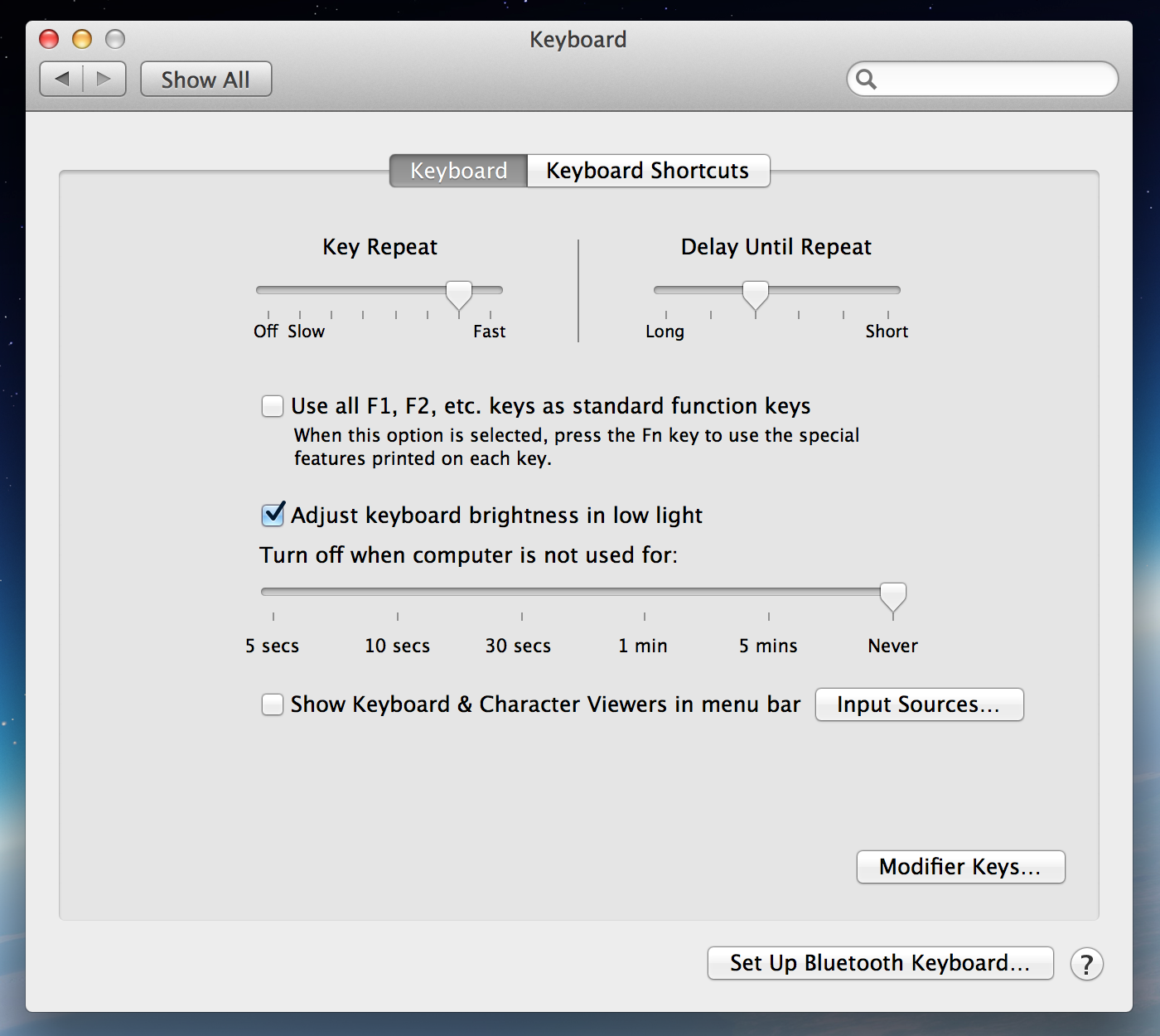 Keyboard preferences