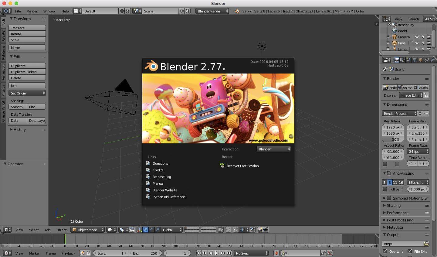 Blender 2.77 splash screen