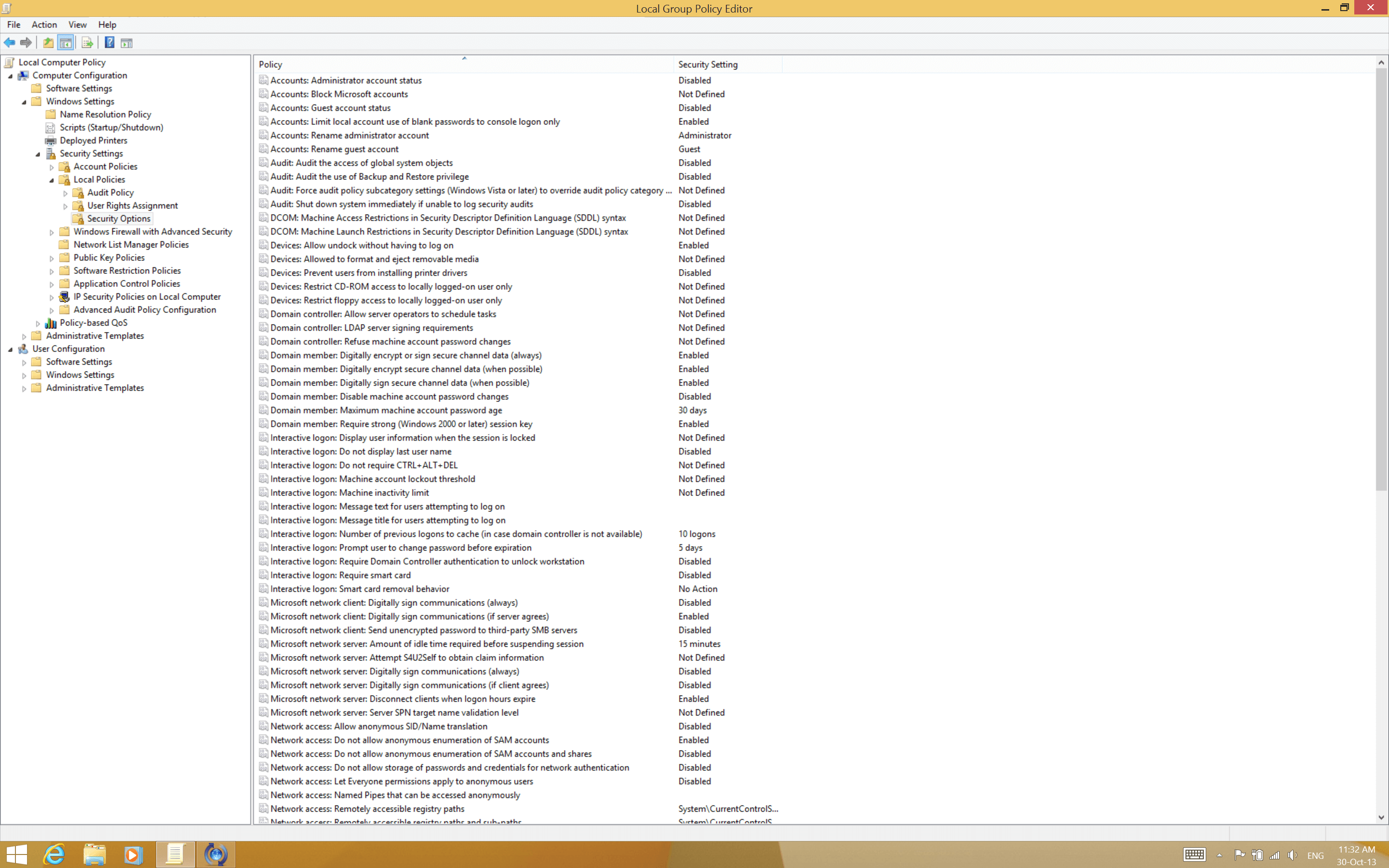 GPedit security options